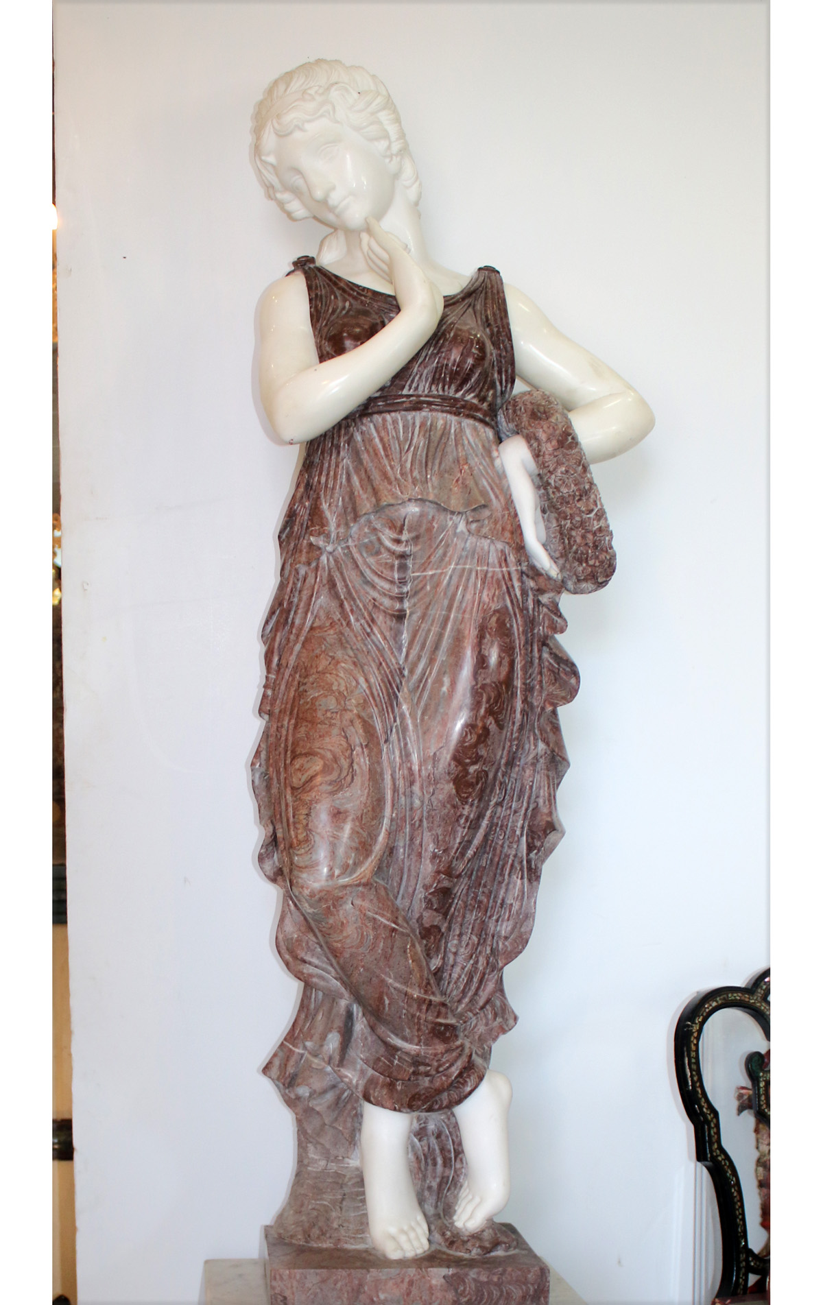 Marble Statue of Lady Carved by Hand Modernism